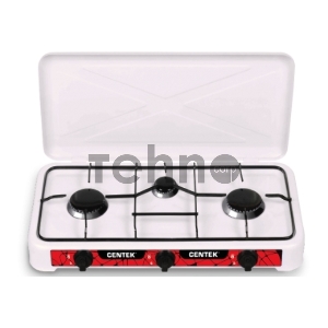 Плита газовая CENTEK CT-1522  белый  Centek CT-1522 (белая), 3 конфорки, КРЫШКА, сменные форсунки баллон/магистраль