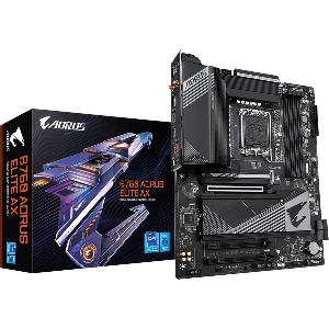 Материнская плата Gigabyte B760 AORUS ELITE AX DDR4, Socket 1700, B760, 4xDDR4-3200, HDMI+DP, 3xPCI-Ex16, 4xSATA3(RAID 0/1/5/10), 3xM.2, 8Ch Audio, 2.5GbLan, WiFi, (4+4)xUSB2.0, (5+2)xUSB3.2, (1+1)xUSB3.2 Type-C™, ATX, RTL