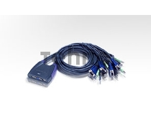 Переключатель KVM ATEN (CS64UZ-AT) KVM+Audio,  1 user USB+VGA =>  4 cpu USB+VGA, со встр.шнурами USB 4x1.2м., 2048x1536, настол., исп.стандарт.шнуры, 