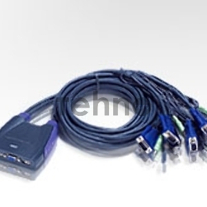 Переключатель KVM ATEN (CS64UZ-AT) KVM+Audio,  1 user USB+VGA =>  4 cpu USB+VGA, со встр.шнурами USB 4x1.2м., 2048x1536, настол., исп.стандарт.шнуры,