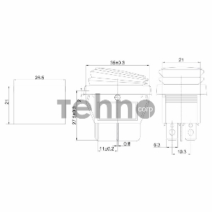 Выключатель клавишный 250V 15А (4с) ON-OFF красный  с подсветкой  ВЛАГОЗАЩИТА  (RWB-507)  REXANT (в упак. 1шт.)