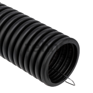 Труба гофрированная из ПНД, с зондом, черная, Ø50 мм (бухта 15 м/уп.) REXANT