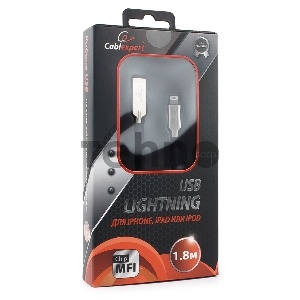 Кабель USB Cablexpert для Apple CC-P-APUSB02Bk-1.8M, MFI, AM/Lightning, серия Platinum, длина 1.8м, черный, блистер Кабель USB Cablexpert для Apple CC-P-APUSB02Bk-1.8M, MFI, AM/Lightning, серия Platinum, длина 1.8м, черный, блистер