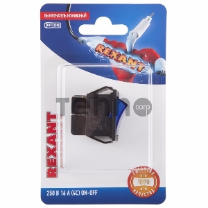 Выключатель клавишный 250V 16А (4с) ON-OFF синий  с подсветкой (RWB-502, SC-767, IRS-201-1)  REXANT (в упак. 1шт.)