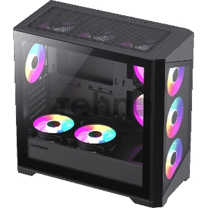 Компьютерный корпус mATX, без блока питания Gamemax Destroyer TGB mATX case, black, w/o psu, w/1xUSB3.0+2xUSB2.0, Combo Audio, w/3x12cm ARGB front fan (1xFN-12A-M6I, 2xFN-12A-S6I), w/1x12cm ARGB rear fan (FN
