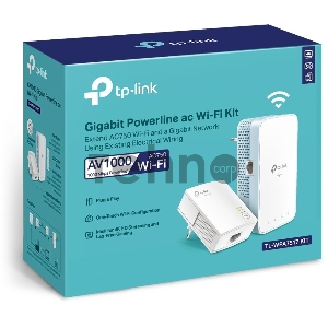 Комплект гигабитных TP-Link Wi‑Fi Powerline адаптеров AV1000 Gigabit Powerline ac Wi-Fi Kit, Dual band 802.11ac Wi-Fi - AC750 dual band Wi-Fi (433Mbps on 5GHz & 300Mbps on 2.4GHz)(TL-WPA7517 & TL-PA7017)