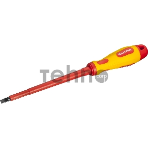 Отвертка KRAFTOOL 250083-6.5-150, высоковольтная, Cr-Mo-V стержень, двухкомпонент. маслобензостойкая рукоятка, SL, 6,5х150мм