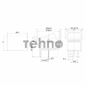 Выключатель клавишный 250V 16А (4с) ON-OFF синий  с подсветкой (RWB-502, SC-767, IRS-201-1)  REXANT (в упак. 1шт.)