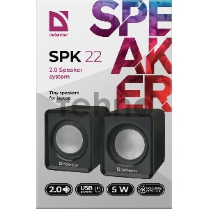 Акустическая 2.0 система Defender#1 SPK 22 черный, 5 Вт, питание от USB 65503
