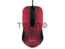 Мышь Gembird MOP-400-R, USB, красный, бесшумный клик, 2 кнопки+колесо кнопка, 1000 DPI,  soft-touch, кабель 1.45м, блистер