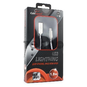 Кабель USB Cablexpert для Apple CC-P-APUSB02W-1.8M, MFI, AM/Lightning, серия Platinum, длина 1.8м, белый, блистер