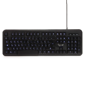 Клавиатура с подстветкой Gembird KB-200L, USB, черный, 104 клавиши, подсветка белая, кабель 1.45м