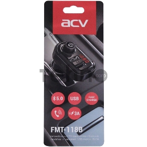 Автомобильный FM-модулятор ACV FMT-118B черный MicroSD BT USB (37399)