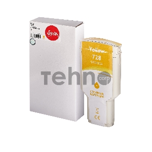Струйный картридж Sakura F9K15A (№728 Yellow) для HP, желтый, 300 мл.