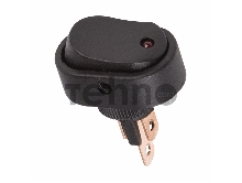 Выключатель клавишный 12V 20А (3с) ON-OFF черный ОВАЛ с красной LED подсветкой  REXANT