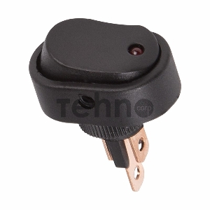 Выключатель клавишный 12V 20А (3с) ON-OFF черный ОВАЛ с красной LED подсветкой  REXANT