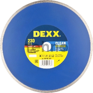 Диск алмазный отрезной DEXX CLEAN AQUA CUT 230 мм сплошной по керамограниту, мрамору, плитке