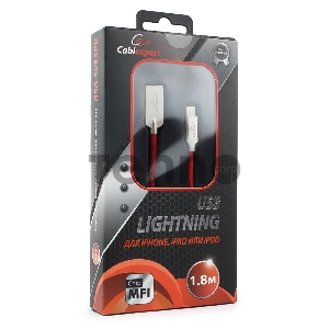 Кабель USB Cablexpert для Apple CC-P-APUSB02R-1.8M, MFI, AM/Lightning, серия Platinum, длина 1.8м, красный, блистер