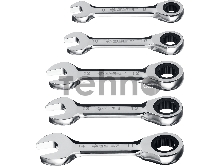 Набор комбинированных гаечных ключей трещоточных укороченных 5 шт, 8 - 14 мм, ЗУБР Набор комбинированных гаечных ключей трещоточных укороченных 5 шт, 8 - 14 мм, ЗУБР