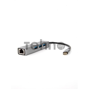 Кабель-концентратор USB 3.1 Type-Cm --> RJ-45+3port USB3.0(f) Aluminum Shell VCOM <DH311A>