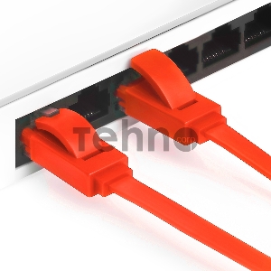 Патч-корд Greenconnect PROF плоский прямой 20.0m, UTP медь кат.6, красный, позолоченные контакты, 30 AWG, GCR-LNC624-20.0m, ethernet high speed 10 Гбит/с, RJ45, T568B Greenconnect Патч-корд PROF плоский прямой 20.0m, UTP медь кат.6, красный, позолоченные 