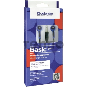 Наушники Defender Basic-604 Blue кабель 1,1 м