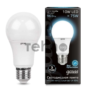Светодиодная лампа GAUSS 102502210 LED A60 10W E27 920lm 4100K 1/10/50