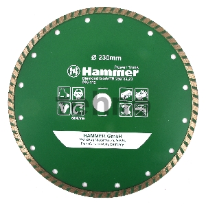 Щетки для дрелей и УШМ Диск алм. Hammer Flex 206-115 DB TB 230*22мм  турбо 30699