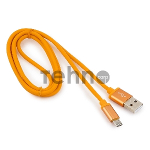Кабель USB 2.0 Cablexpert CC-S-mUSB01O-1M, AM/microB, серия Silver, длина 1м, оранжевый, блистер
