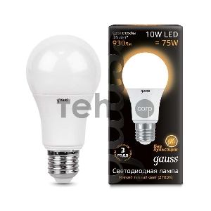 Светодиодная лампа GAUSS 102502110 LED A60 10W E27 880lm  3000K 1/10/50