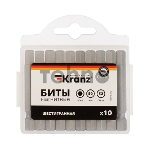 Бита шестигранная HEX-6х50 мм для шуруповерта (упак. 10 шт.) Kranz