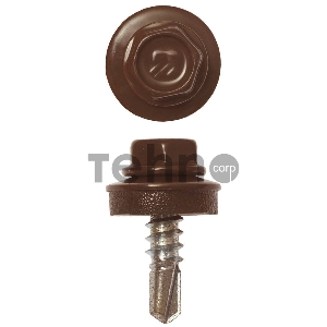 Саморезы СКМ кровельные, RAL 8017 шоколадно-коричневый, 19 х 5.5 мм, 2 500 шт, для металлических конструкций, ЗУБР Профессионал