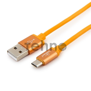 Кабель USB 2.0 Cablexpert CC-S-mUSB01O-1M, AM/microB, серия Silver, длина 1м, оранжевый, блистер