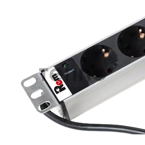 Блок розеток Rem-16 с инд., 9 Shuko, 16A, алюм., 19, шнур 3 м. (R-16-9S-I-440-3)