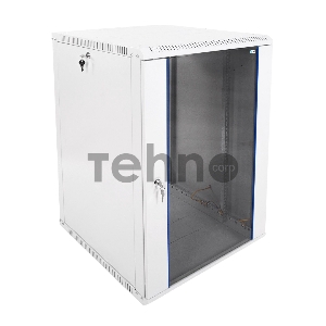 Шкаф телеком. ЦМО настенный разборный 18U (600х650) дверь стекло,цвет черный