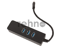 Концентратор ORIENT JK-341, Type-C USB 3.0 HUB 3 Ports + Gigabit Ethernet Adapter, RTS5140 + RTL8153 chipset, RJ45 10/100/1000 Мбит/с, USB штекер тип 