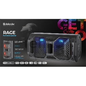 Портативная акустика Defender Rage 50Вт, Light/BT/FM/USB/LED/TWS   65109