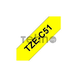 Наклейка ламинированная TZ-EC51 (24 мм черн/желтая флюоресцентная лента)