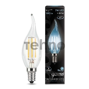 Светодиодная лампа GAUSS 104801207 LED Filament Свеча на ветру E14 7W 580lm 4100К 1/10/50