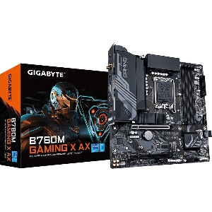 Материнская плата Gigabyte B760M GAMING X AX Soc-1700 Intel B760 4xDDR5 mATX AC`97 8ch(7.1) 2.5Gg RAID+HDMI+DP Материнская плата Gigabyte B760M GAMING X AX Soc-1700 Intel B760 4xDDR5 mATX AC`97 8ch(7.1) 2.5Gg RAID+HDMI+DP