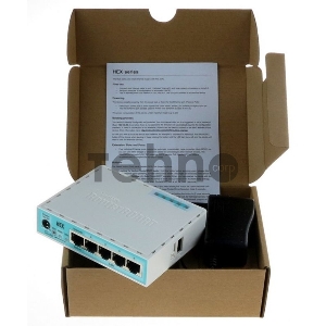 Роутер MikroTik RB750Gr3 hEX (RouterOS L4) with power supply and case 5 port 10/100/1000 гигабитный высокопроизводительный Ethernet