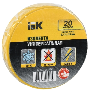 Изолента Iek UIZ-13-10-K05 0,13х15 мм желтая 20 метров ИЭК
