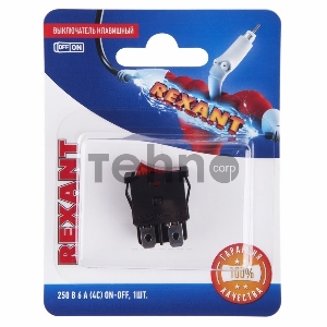 Выключатель клавишный 250V 6А (4с) ON-OFF красный  с подсветкой  Mini  (RWB-207, SC-768)  REXANT (в упак. 1шт.)