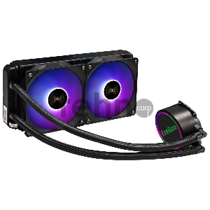 Комплект водяного охлаждения ExeGate EX293457RUS BlackWater-240V2.PWM.RGB (RGB подсветка, LGA2066/2011/1366/1150/1151/1155/1156/1200/1700/AM4/FM1/FM2/FM2+/AM2/AM2+/AM3/AM3+, TDP 220W, Fan 120mm, PWM, 800-2000RPM, Hydro bearing, 4pin, 11-22db, с термопасто