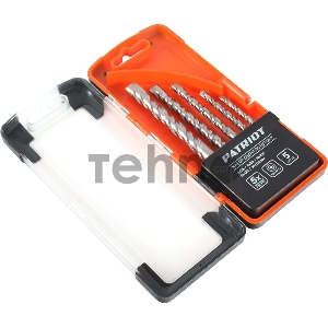 Набор сверл по бетону PATRIOT, 5 шт:4x75мм, 5x85мм, 6x100мм, 8x120мм, 10x120мм, в боксе