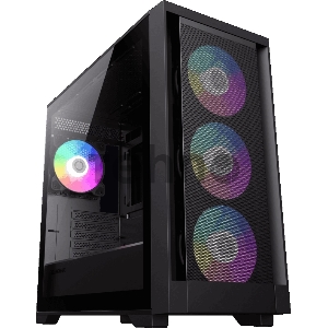 Компьютерный корпус mATX, без блока питания Gamemax DEFENDER MB mATX case, black, w/o psu, w/1xUSB3.0+2xUSB2.0, Combo Audio, w/3x12cm ARGB front fan (1xFN-12A-M6I, 2xFN-12A-S6I), w/1x12cm ARGB rear fan (FN
