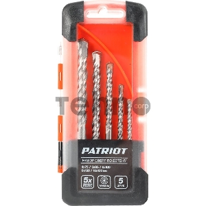 Набор сверл по бетону PATRIOT, 5 шт:4x75мм, 5x85мм, 6x100мм, 8x120мм, 10x120мм, в боксе