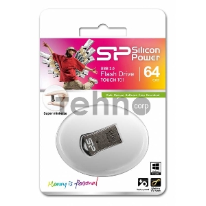 Флеш Диск Silicon Power 64Gb Touch T01 SP064GBUF2T01V1K USB2.0 черный/серебристый