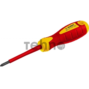 Отвертка ПРОФИ ЭЛЕКТРИК Cr-V, трехкомпонент рукоятка, высоковольтная до ~1000В, PH №1, 80 мм | 25262-1-080_z01 | ЗУБР