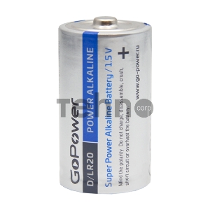 Батарейка GoPower LR20 D BL2 Alkaline 1.5V (2/12/96) блистер (2 шт.)